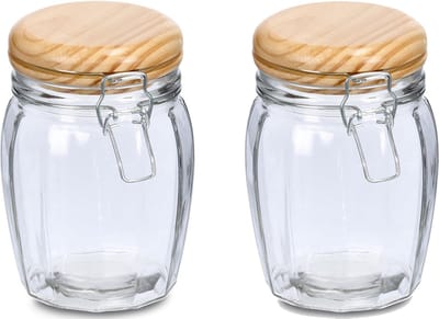 Zeller Weckpotten/inmaakpotten - 2x - 820 ml - glas - met beugelsluiting - D11 x H16 cm