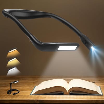 Lamp - Tafellamp - Neklamp - Nekleeslamp - Neklamp oplaadbaar - Driekleurige lichtbron - Lampvoet is opvouwbaar - De lampenkop kan 270 graden draaien - Slaapzaal - Nachtkantoorwerk - Nachtelijke werkzaamheden -Zwart