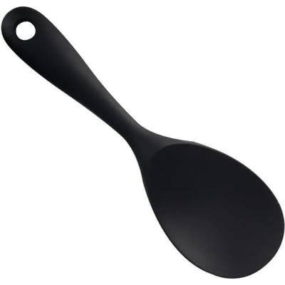 1 Stuks Siliconen Lepel Non-stick Koken Lepel Anti-Brandwonden Pot Rijst Hittebestendig Lepel Duurzaam keuken Gadgets zwart
