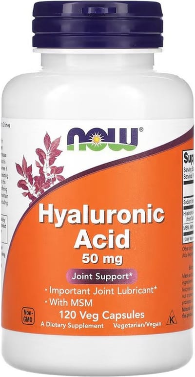 Now Foods Hyaluronic Acid 50mg + MSM (120 vaps) Unflavoured - Vitaminen, mineralen & gezondheid - Gewrichts Ondersteuning