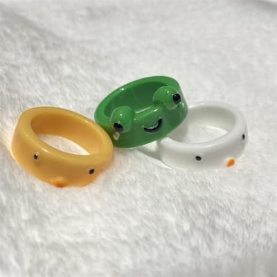 Bague grenouille en acrylique, anneaux en résine de poussin pour femmes et filles, bijoux esthétiques animaux simples, bagues d'amitié, cadeaux de voyage de fête gray