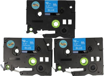 Dappaz - 3 stuks Brother Tze-531 Compatible Label Tape - Zwart op Blauw - 12mm x 8m - Geschikt voor Brother P-touch - TZ531