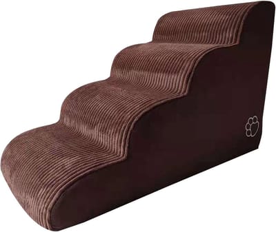 Huisdiertrap 4 lagen - Hondenladder bank - Huisdieren op meubels - Hoge dichtheid spons - 80x42x50 cm - Bruin