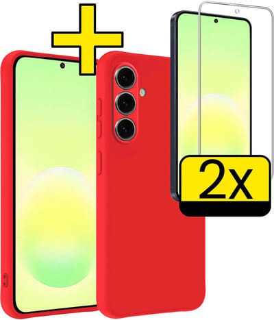 Hoesje - Met 2x Screenprotector - Geschikt voor Samsung Galaxy A57 - Sterk & Shockproof - Back Cover - Siliconen Case - Telefoon Hoes - Telefoonhoesjes - Rood