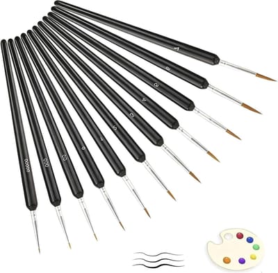 Set van 11 Fijne Penseelset voor Acrylverf, Modelbouw, Schilderen en Detailwerk voor Miniaturen en Canvas Kunst