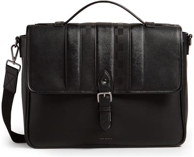 Ted Baker aktetas business tas met laptopvak Wayvees House Check PU Satchel Black zwart