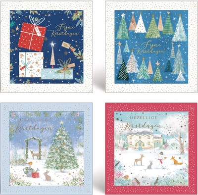 100 Luxe Kerstkaarten en Nieuwjaarskaarten met Enveloppen - 10x10CM