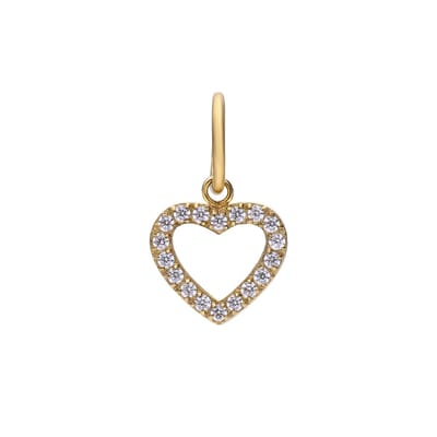 Lucardi - Dames Stalen goldplated bedel open hart met zirk - Hanger - Staal - Goudkleurig