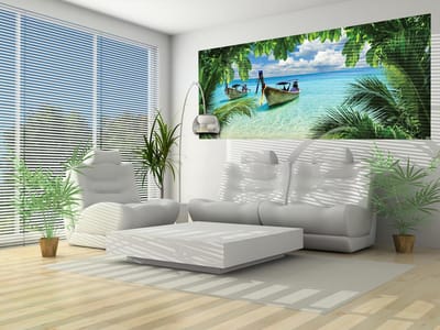 Beach Tropical Paradise Boat Photo Wallcovering