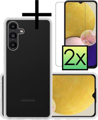 Hoesje - Met 2x Screenprotector - Geschikt voor Samsung Galaxy A13 5G - Sterk & Shockproof - Back Cover - Siliconen Case - Telefoon Hoes - Transparant