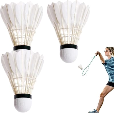 Badminton shuttles - Veerballen set - Sport training - Eendenveren constructie - 3 stuks - Wit