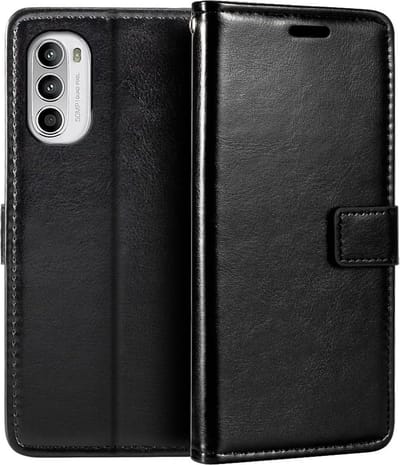 Portemonnee Book Case Hoesje Geschikt voor: Motorola Moto G82 5G -  zwart
