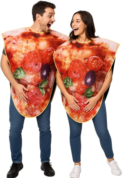 Joya Party® Pizza Punt Verkleedpak Volwassenen | One Size Verkleed Kostuum | Heren & Dames | Grappig Carnaval & Halloween Outfit | Comfortabel & Zacht | Pizzakostuum