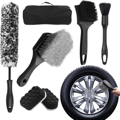 Wielborstel Set - Velgen Reiniger - Auto Onderhoud - Krasvrije Reiniging - 40 x 13 x 13 cm - Grijs