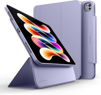 Dunne en lichte iPad Pro 13 2024 hoes met verstelbare standaard voor staand en liggend gebruik, paars, met verhoogde schermweergave en slaap/wake functie