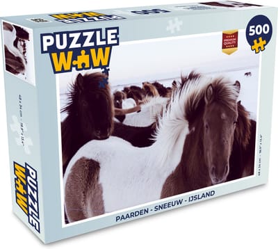 Puzzel Paarden - Sneeuw - IJsland - Legpuzzel - Puzzel 500 stukjes