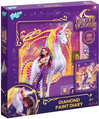 Unicorn Academy Totum diamond painting geheim dagboek met slot versieren met 250+ diamantjes - speelgoed cadeau tip secret diary