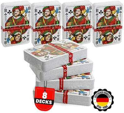 Dailygoods- Kaartenspel Professionele Kwaliteit - Speelkaarten Volwassenen - Rommé/Bridge/Canasta/Skat - 4 Sets van 55 Vellen - Duurzaam - Geschikt voor Volwassenen