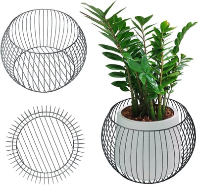 KADAX Schanskorfpot van verzinkt staal, weerbestendige steenkorf, plantenmand, minimalistische draadmanden, schanskorf, stabiele pot, tuinpot (diameter 53 cm)