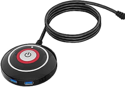 Externe PC Knop - Desktop Aan/Uit - Gemakkelijke Start - Met USB Poorten - 1.6 Meter Kabel - Zwart