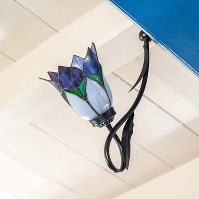 Tiffany Wandlamp/Plafonnière Lovely Flower Purple - Art Deco Trade