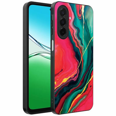 Geschikt voor Oppo A5 Telefoonhoesje met Rood Groen Marmer Opdruk - TPU Backcover Case Red Green Marble Design - Smartphonica geschikt voor Oppo A5