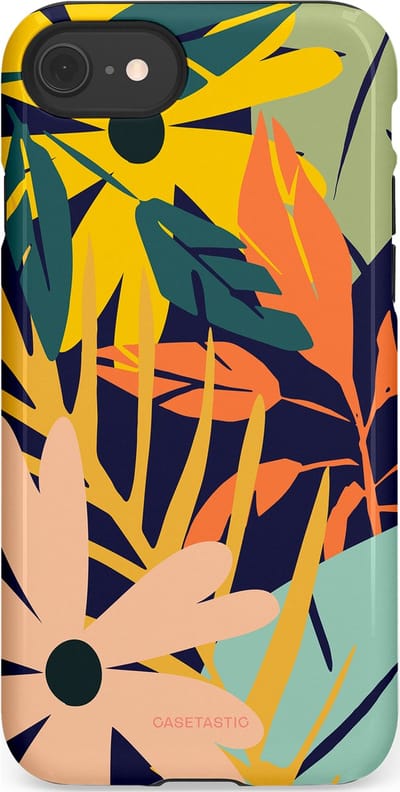 Casetastic Hoesje Geschikt voor Apple iPhone 7/8/SE - Stijlvolle Beschermende Duo-layer Case - Ruwe bloemen