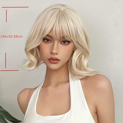 Livano Pruiken Dames - Hair Wig - Lang Haar - Cosplay Pruik - Wit - 35cm