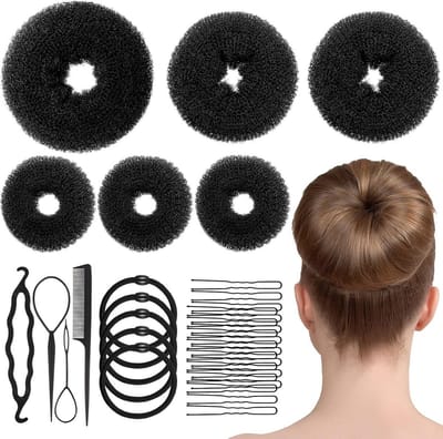 Complete Haarbroodjes Set: 6 Donut Knotten, Haarspelden & Elastiekjes voor Perfecte Kapsels
