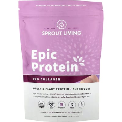 Sprout Living, Epic Protein, Protéine végétale biologique et superaliments, Pro-Collagène, 0,8 lb (364 g)