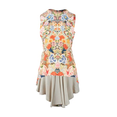 Alexander McQueen top met peplum en bloemenkaleidoscoopmotief - jaren 2010