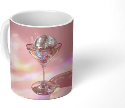 Mok - Koffiemok - Martiniglas - Discobal - Fonkelende lichtvlekken - Mokken - 350 ML - Beker - Koffiemokken - Theemok
