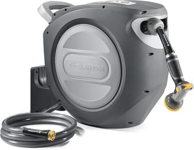 Intrekbare tuinslanghaspel 85ft - UV-bestendig Heavy Duty Automatisch en Wandmontage met 9 Patroon Nozzle