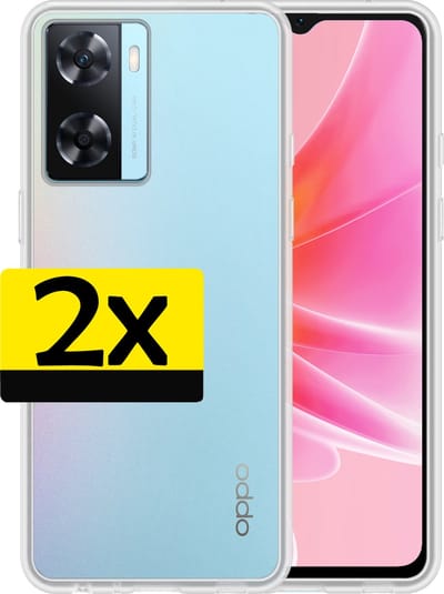 Hoesje - 2 Stuks - Geschikt voor OPPO A57 - Sterk & Shockproof - Case Siliconen - Back Cover - Telefoon Hoes - Telefoonhoesjes - Transparant