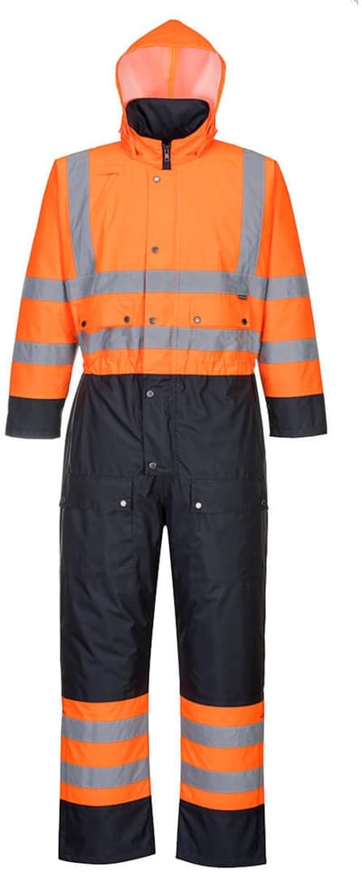 Portwest Hi-Vis Tweekleuren Overall - Gevoerd S485 - Oranje/Marine - 4XL