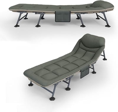 Opvouwbaar Campingbed - Logeerbed - Buiten Ontspannen - Versterkt Stalen Frame - 190x65cm - Grijs