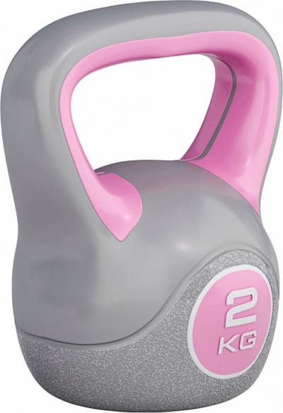 Gorilla Sports Kettlebell Trendy - Kunststof - 2 kg - Grijs - Roze