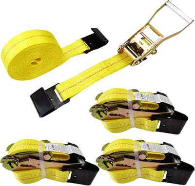 Platte haak ratel riemen - 4 Pack Heavy Duty Tie Down Bandjes 2" x 61" Weerbestendige Cargo Strap
