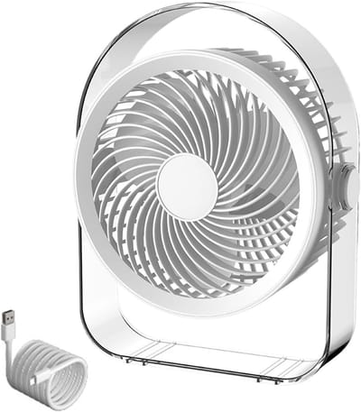 Kleine tafelventilator: 360° verstelbare kantelkoeler, luchtblazers | geïntegreerde heldere functies | thuis, keuken, slaapkamer, studentenkamer, buiten, strand, picknick, reizen, kamperen – Type-C persoonlijke ventilatoren.L
