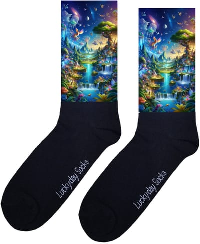Sprookjes bos - Valentijns Cadeau - Grappige sokken - Leuke sokken - Hem Haar sokken - Vrolijke sokken - Sint cadeau - Vaderdag - Moederdag - Verjaardag cadeau - Kerst cadeau - Leuk Cadeau - Fantasie - Socks maken Happy - 37-44