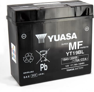 batterij sla yuasa voor motorfiets bmw 1100 k lt abs 1992 tot 1999 yt19bl-bs / yt19bl / 12v 19ah nieuw