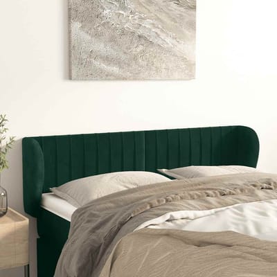 vidaXL - Hoofdbord - met - randen - 147x23x78/88 - cm - fluweel - donkergroen