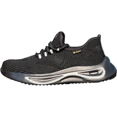 Chaussures de travail, anti-écrasement pour hommes, semelle souple perforante, tête confortable en sac plastique, chaussures de protection 47 black