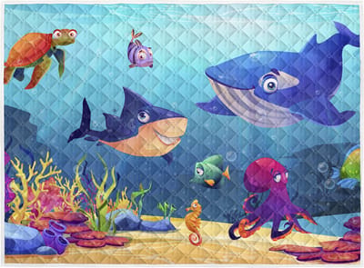 Brisby Zware Kwaliteit Speelkleed, Speelmat Anti slip en Wasbaar 150 x 200 cm. – Sealife 1