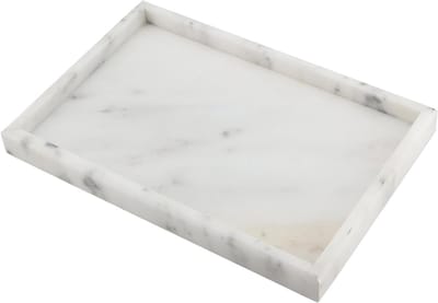 Natuurlijke Marmeren Tray 30x20cm, Sterrenwit Rechthoekig Opbergdoos voor Badkamer, Decoratieve Makeup Organizer voor Tafel en Aanrecht