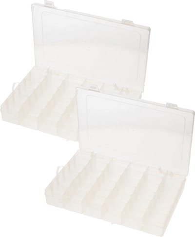 Gerimport opbergkoffertje/opbergdoos/sorteerbox - 2x - 36-vaks - kunststof - transparant - 27 x 17 x 4 cm