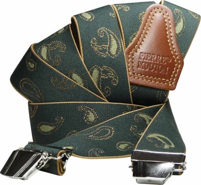 Pierre Mouton Paisley Bretel - Bretels - Volwassenen - Heren - Groen - 120cm - 3 brede clips - M - L