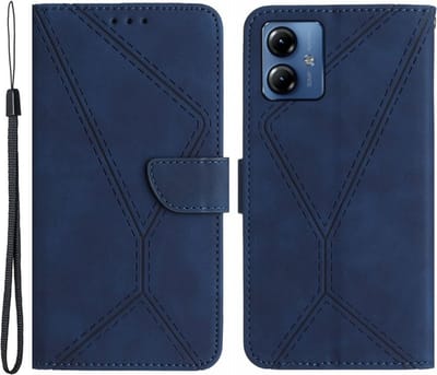 Coverup Hoesje - Geschikt voor Motorola Moto G54 Hoesje - Coverup Book Case - Blauw