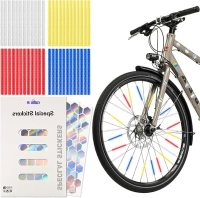 Reflector Set voor Fietsen – 2 Reflecterende Stickers + 48 Spaken Reflectoren – Hoogwaardige Zichtbaarheid, Weerbestendig, Geschikt voor Frame, Stuur en Wielen