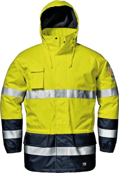 SIR SAFETY MICROLINES SPLIT Hi Vis Reflecterend Parka Werkjas HEREN Veiligheidsjas Geel Blauw - Vlamvertragend - Antistatisch - Waterdicht